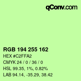 Color code: RGB 194 255 162 | qconv.com