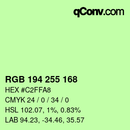 Color code: RGB 194 255 168 | qconv.com