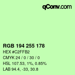 Color code: RGB 194 255 178 | qconv.com