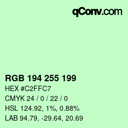Color code: RGB 194 255 199 | qconv.com