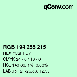 Color code: RGB 194 255 215 | qconv.com