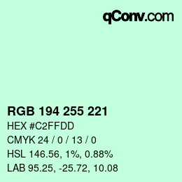 Color code: RGB 194 255 221 | qconv.com