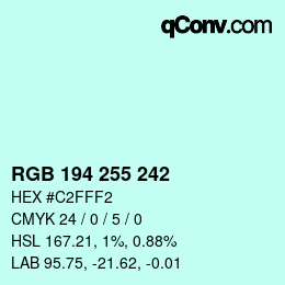 Color code: RGB 194 255 242 | qconv.com