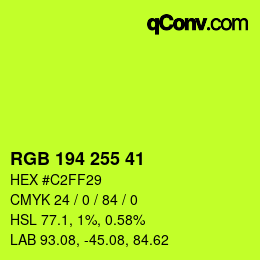 颜色代码: RGB 194 255 41 | qconv.com