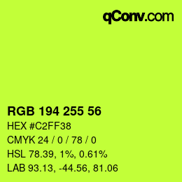 Color code: RGB 194 255 56 | qconv.com