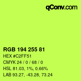 Color code: RGB 194 255 81 | qconv.com