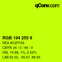 カラーコード: RGB 194 255 9 | qconv.com