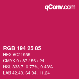Código de color: RGB 194 25 85 | qconv.com