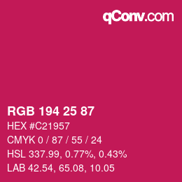 Farbcode: RGB 194 25 87 | qconv.com
