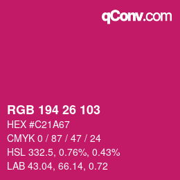 Color code: RGB 194 26 103 | qconv.com