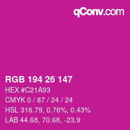 Color code: RGB 194 26 147 | qconv.com