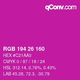カラーコード: RGB 194 26 160 | qconv.com