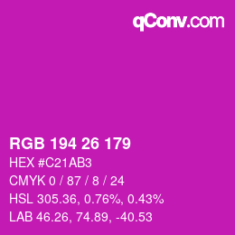 カラーコード: RGB 194 26 179 | qconv.com