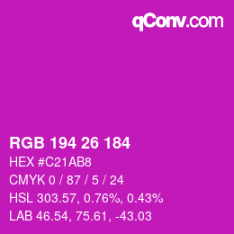 カラーコード: RGB 194 26 184 | qconv.com