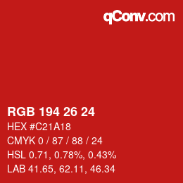 カラーコード: RGB 194 26 24 | qconv.com