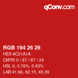 Color code: RGB 194 26 26 | qconv.com