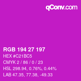Color code: RGB 194 27 197 | qconv.com