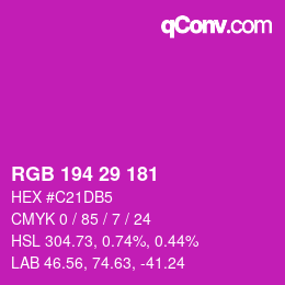 Color code: RGB 194 29 181 | qconv.com