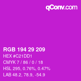 カラーコード: RGB 194 29 209 | qconv.com