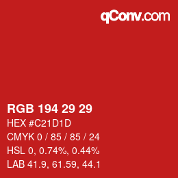 Color code: RGB 194 29 29 | qconv.com