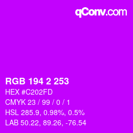 Color code: RGB 194 2 253 | qconv.com