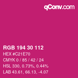 カラーコード: RGB 194 30 112 | qconv.com