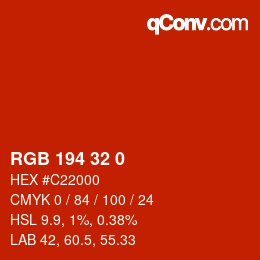 カラーコード: RGB 194 32 0 | qconv.com
