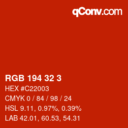 Color code: RGB 194 32 3 | qconv.com