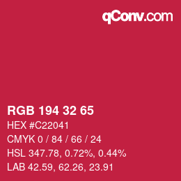 カラーコード: RGB 194 32 65 | qconv.com