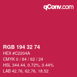 カラーコード: RGB 194 32 74 | qconv.com