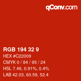 Color code: RGB 194 32 9 | qconv.com