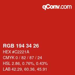 Color code: RGB 194 34 26 | qconv.com