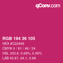 Color code: RGB 194 36 105 | qconv.com