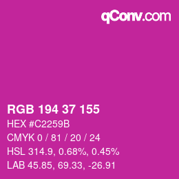 Color code: RGB 194 37 155 | qconv.com