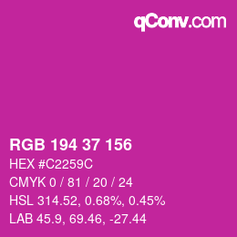 カラーコード: RGB 194 37 156 | qconv.com