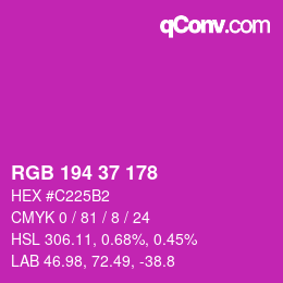 颜色代码: RGB 194 37 178 | qconv.com