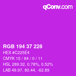 Color code: RGB 194 37 228 | qconv.com