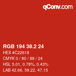 カラーコード: RGB 194 38.2 24 | qconv.com