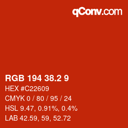 カラーコード: RGB 194 38.2 9 | qconv.com