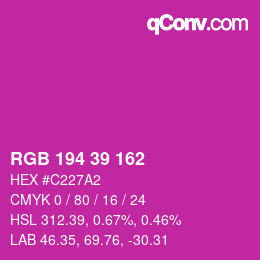 Color code: RGB 194 39 162 | qconv.com