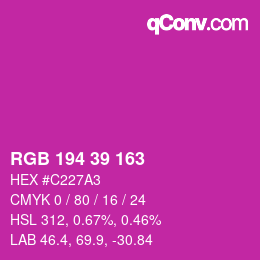 Color code: RGB 194 39 163 | qconv.com