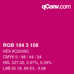 Color code: RGB 194 3 108 | qconv.com