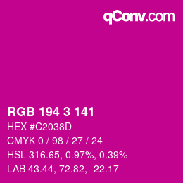 カラーコード: RGB 194 3 141 | qconv.com