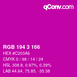Color code: RGB 194 3 166 | qconv.com