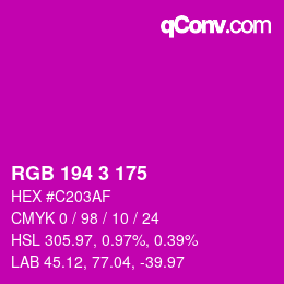 Color code: RGB 194 3 175 | qconv.com