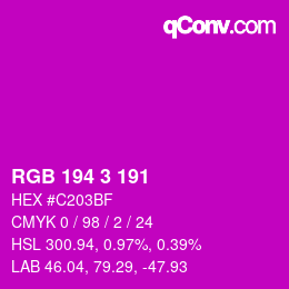 Color code: RGB 194 3 191 | qconv.com