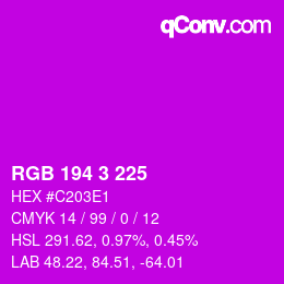 Color code: RGB 194 3 225 | qconv.com