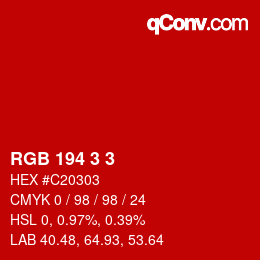Color code: RGB 194 3 3 | qconv.com