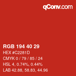 Color code: RGB 194 40 29 | qconv.com
