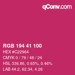 Color code: RGB 194 41 100 | qconv.com